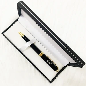 Hot Selling Luxury Black Classic Metal Ball Pen with Custom Logo Office Supplies Twist Metal Ballpoint Pen Set with Box