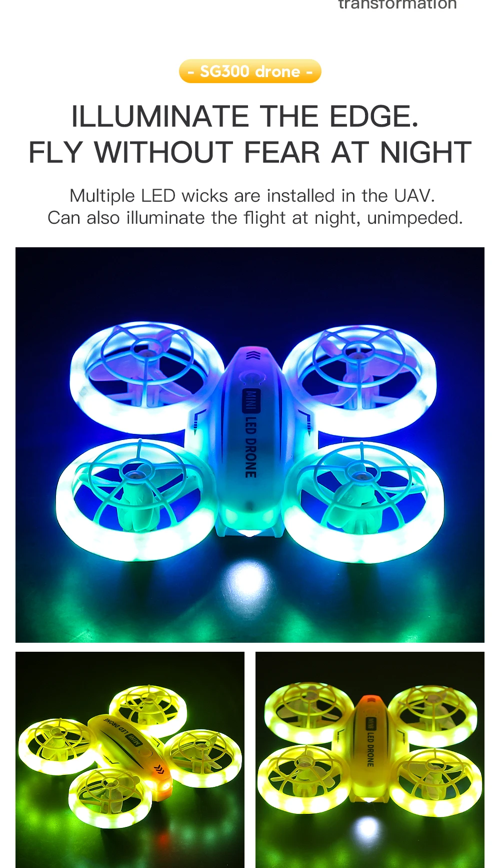 SG300 LED RC Drone UAV 360 degree Stunt Roll Classic 2.4G Remote Control toy mini drone for kids Christmas gift