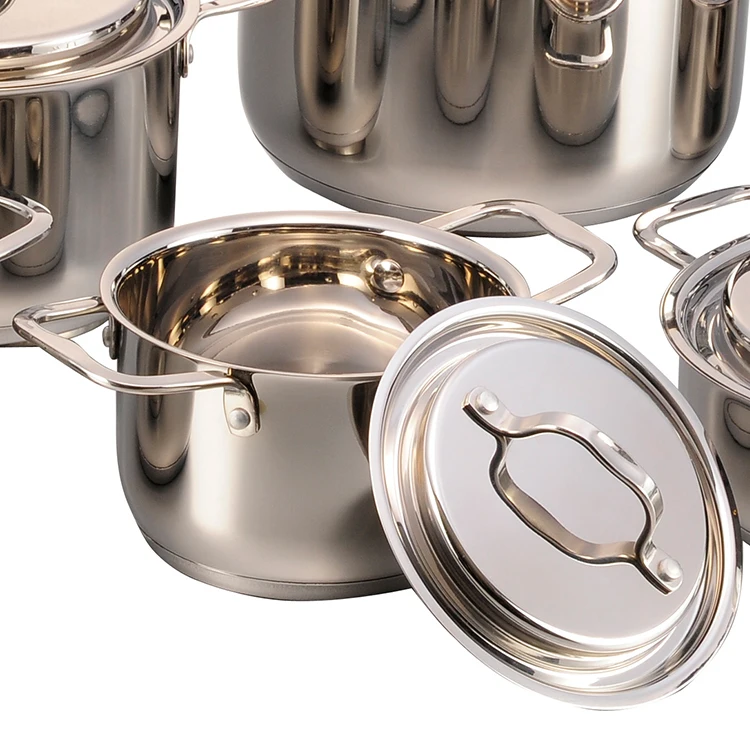 12Pcs Kitchen Ware Stainless Steel Soup Pot Sets Non Stick Cookware Set With Steel Lid supplier