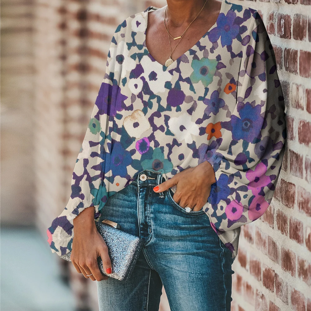 cartoon floral pattern female clothes loose style autumn fashion