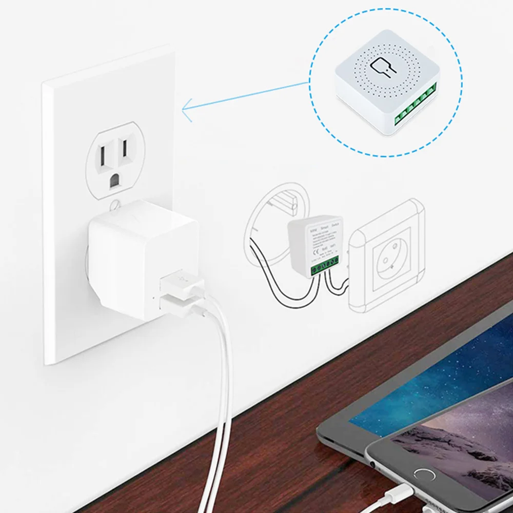 Wifi Mini Smart Switch 16a Diy Light Switches Wireless Control Smart ...