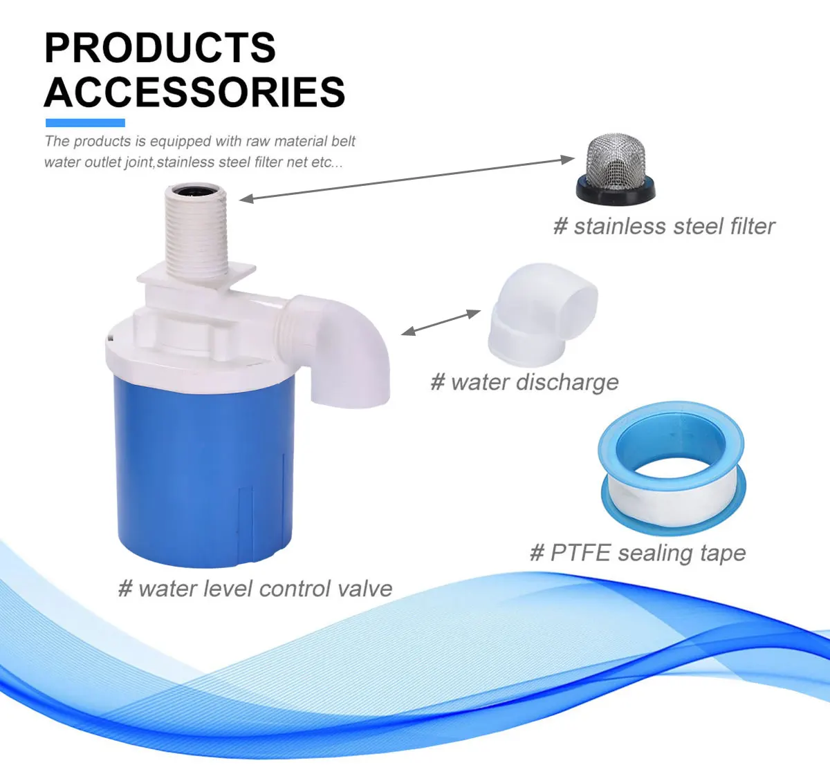 Cooling Tower Float Valve Aquarium Plastic Float Valve Filling Valve for Water tank