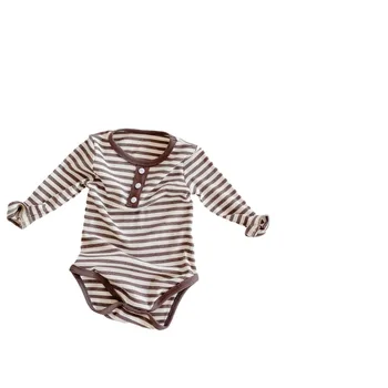 ins 2024 new autumn clothing baby striped long-sleeved harem baby jumpsuit triangle baby romper