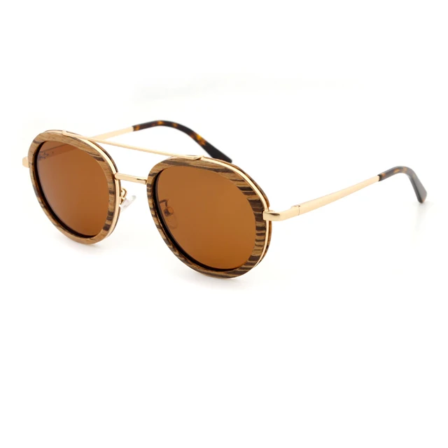 Sunglasses 2024 Designer Round Fashion Metal Wooden Sun Glasses