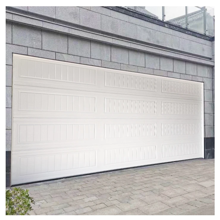 Wholesale price white square line automatic single skin steel villa garage door