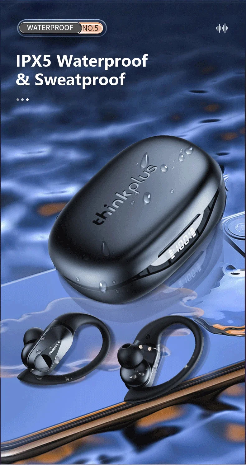 Original Lenovo LP75 TWS Bluetooth 5.3 Headphones Wireless Music Earphones LED Digital Display Noise Reduction Game Earbuds
