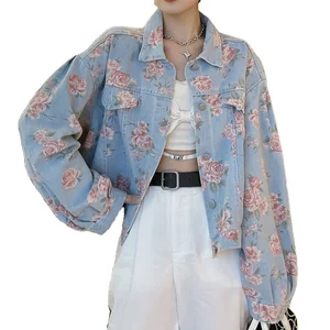 Fashion-Forward Vintage Floral Print Denim Jacket - Ideal for Women's Stylish Outfits