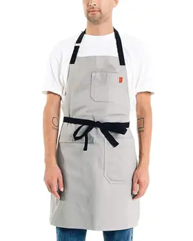 Custom shop logo barista denim linen canvas grey cafe apron