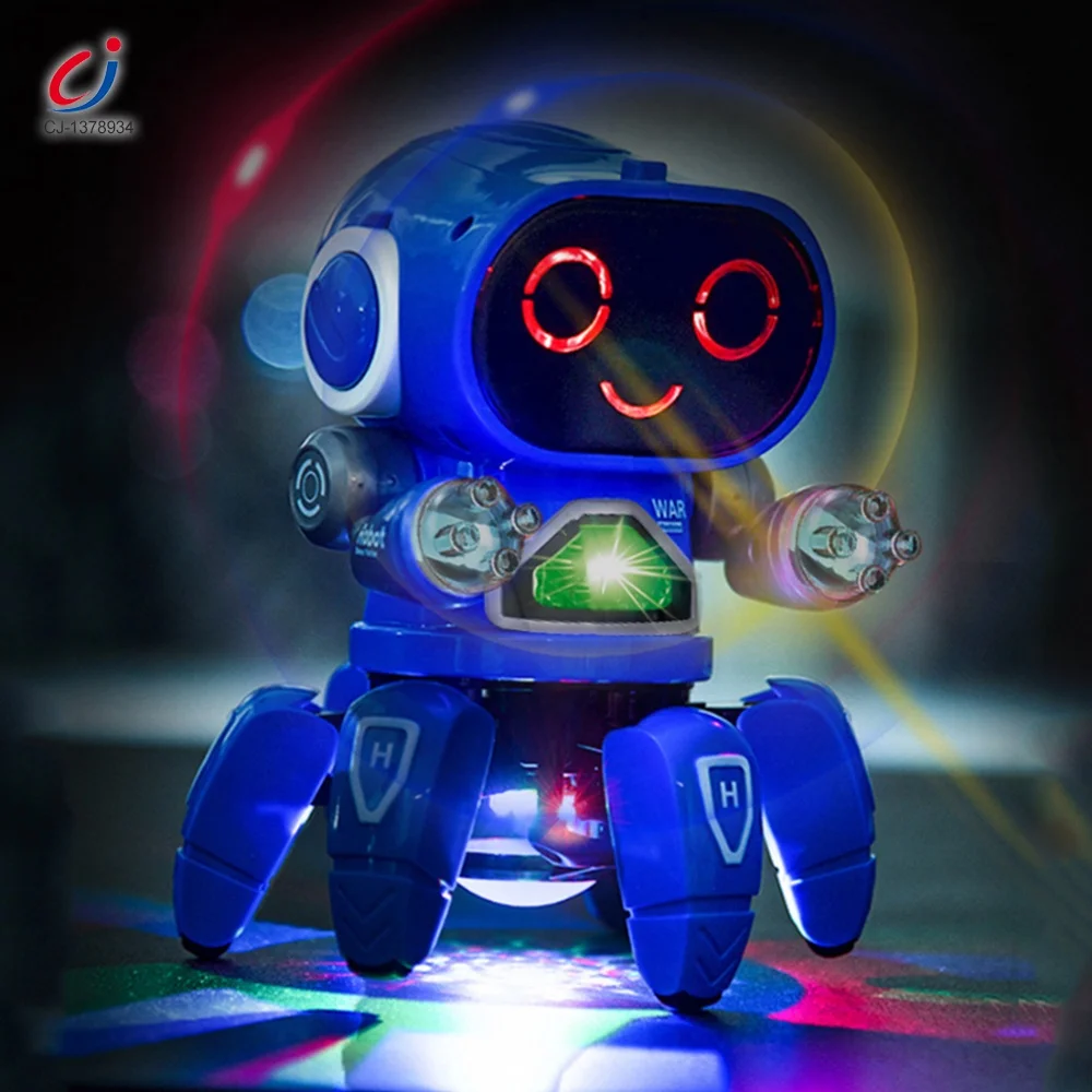 Chengji Dancing Music Smart Robot Six Claw Education Interaction Ai Child Toy Battery Operated Robot Swinging Toy with Lighting