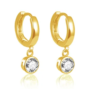Western Fashion 925 Sterling Silver Gold Filled Diamond Hoop Earrings Trendy Huggie Style with Gold Plating for Weddings