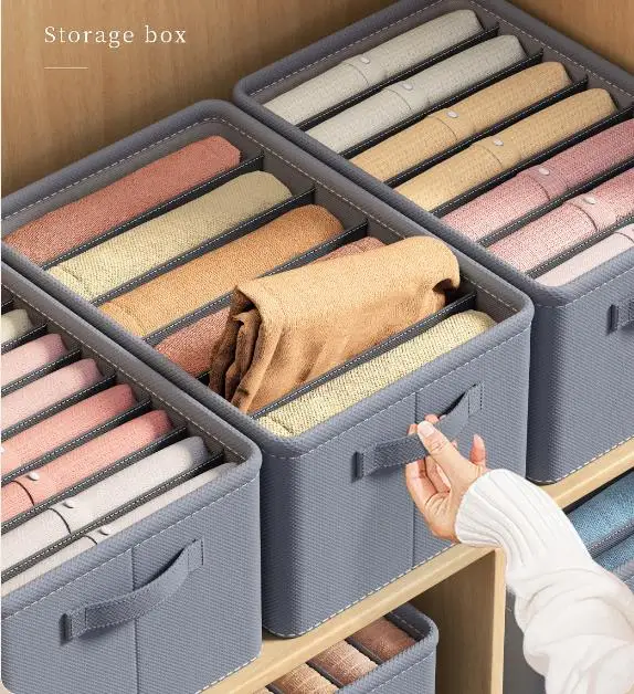 Foldable Closet Storage 6 Grids Basket Box Wardrobe Organizer Hot Sale Washable Fabric Clothes Storage Boxes & Bins