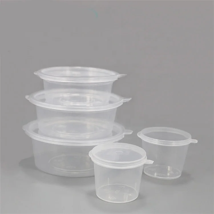 Different Size Recyclable Round Small Disposable Plastic Transparent 1oz 2oz 3oz 4oz Sauce Cup With Lid