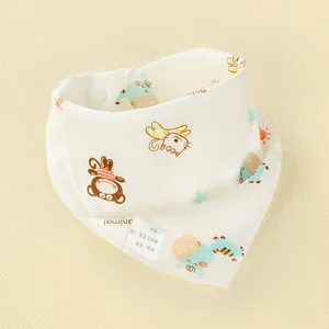 100% Cotton Baby Bibs Double Layer Triangular Towel with Button Closure Cartoon Printed Newborn Children's Bibs
