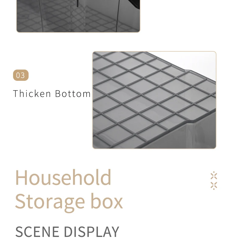 Large Box Clothes Storage Plastic Storage Bins Grey Blue Transparent