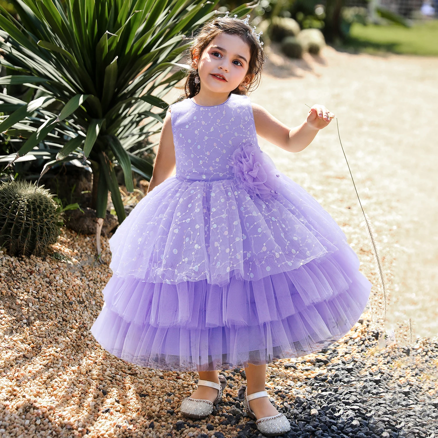 Purple Year Old Baby Frock Tissue Baby Girl Purple Party Dresses