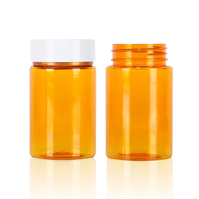 175ml PET Orange Food Grade Customize Colour Plastic Bottle with Custom Cap for Vitamin/ Capsule/ Tablet/ Pharmacy/ Supplement
