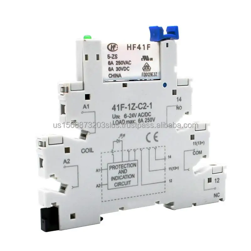 Din Plc Slim Relay 24v 12v 5v With Socket 6.2mm Thickness 41f Rail Din