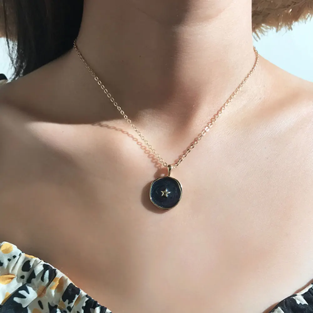 문 스타 파이브 포인티드 스타 썬더 앤 라이트 모던 에나멜 메달 코인 목걸이| Alibaba.com