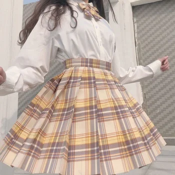 School Girl Uniform Pleated Skirts Japanese School Uniform High Waist Plaid Skirt Sexy JK Uniforms for Woman Full set custom
