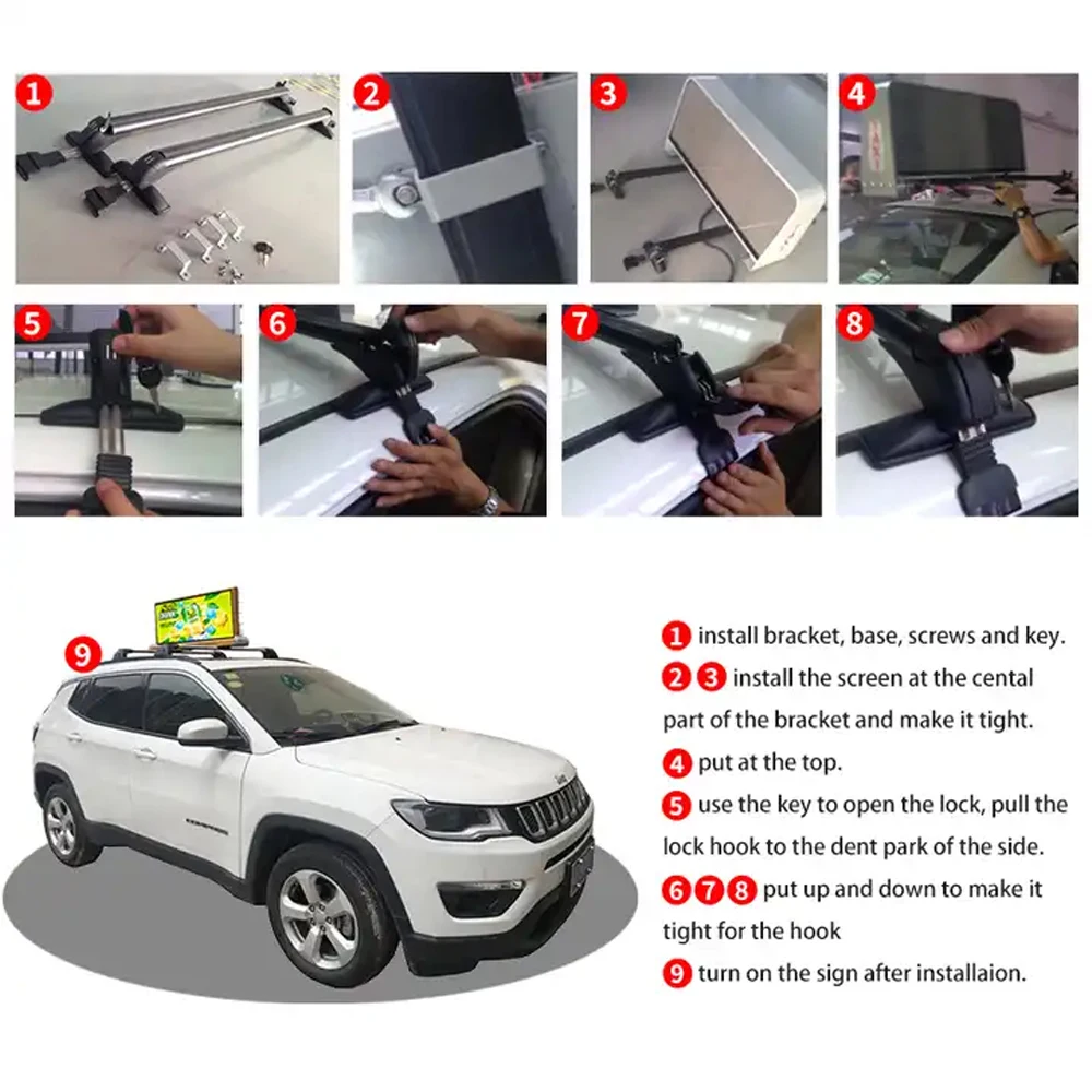 2025 Car Led Controller Card Com P5 Rgb Taxi Led Display Taxi Safety Screen Advertising Sign Double-Sided Taxi Display