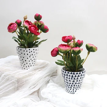 Hot Selling Peony Flowers Vintage Artificial Peony Silk Flowers Bouquet Wedding Home Decoration