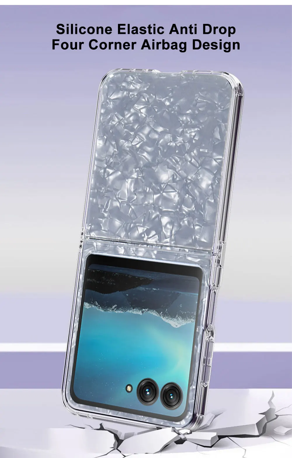 product flip phone case for motorola razr 40 ultra 2022 5g 2019 gradient seashell  clear tpu pc foldable fold cases sjk111 laudtec-8