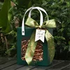 Dark green+Lafite grass+ribbon+hang tag