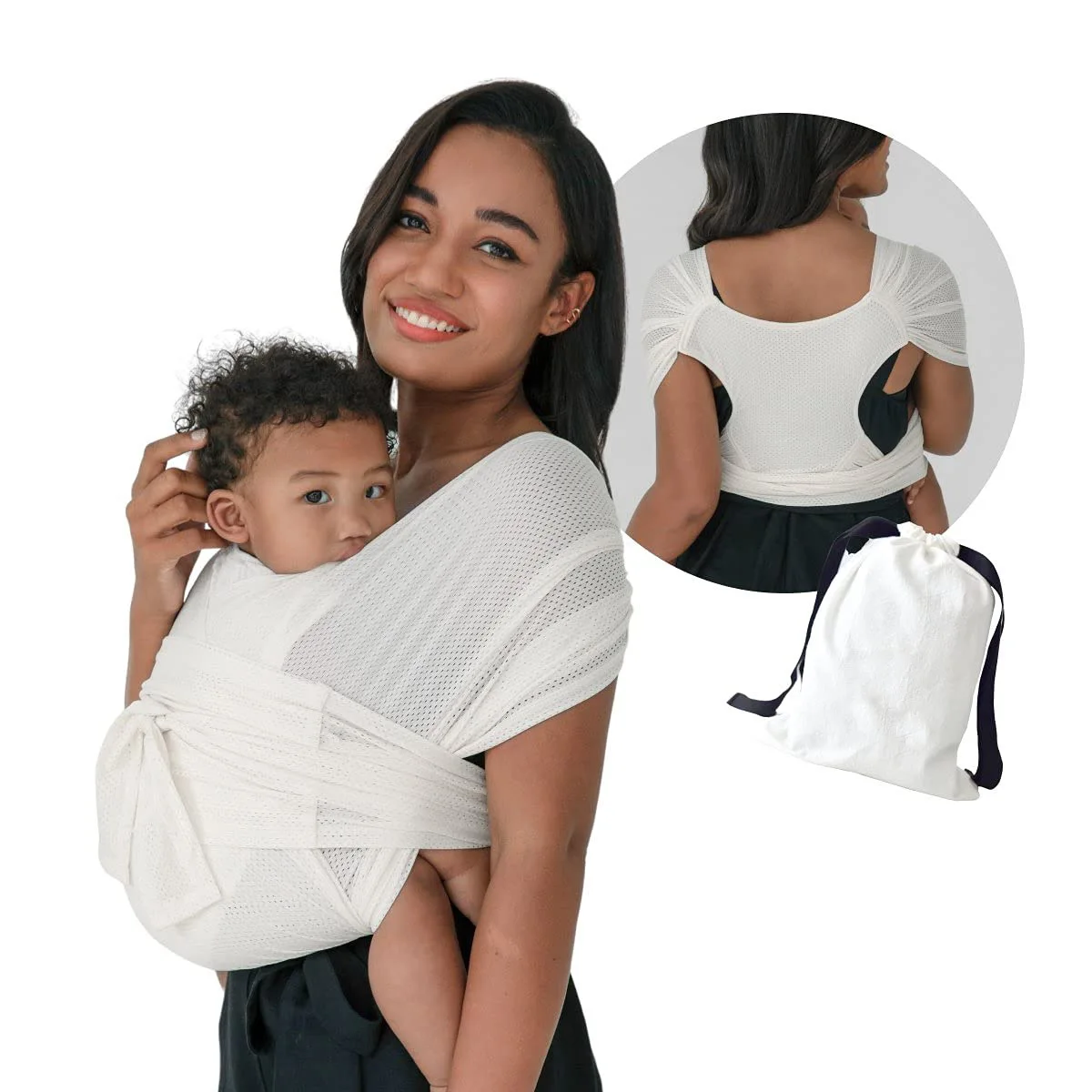 New Custom logo Solid Color Comfortable Breathable Adjustable Mesh Baby Sling Wrap Carrier for Summer