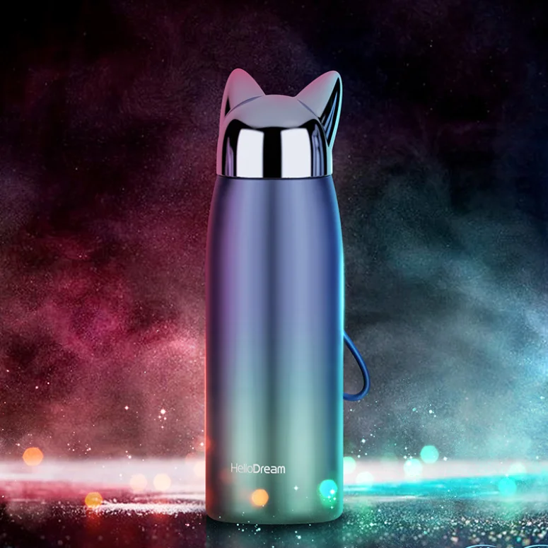 Thermos Bottle Stainless Steel Vacuum Flasks Cute Cat Ear Tea Milk