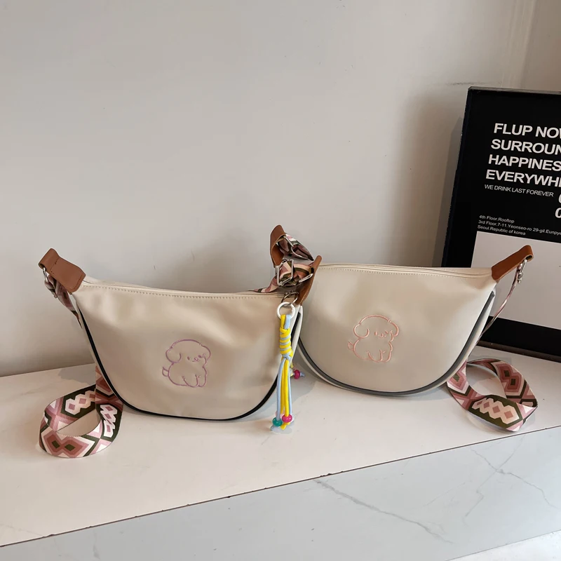 Women's Purple 100% Genuine Leather Shoulder Bag with Cute Puppy Print Elegant Crossbody Purse for Daily Use