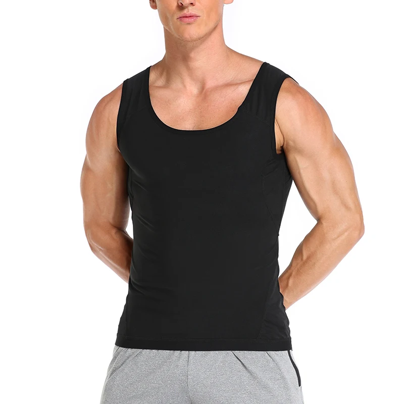 Man wearing Ultimate Men Neoprene Sauna Vest for sweating and waist training