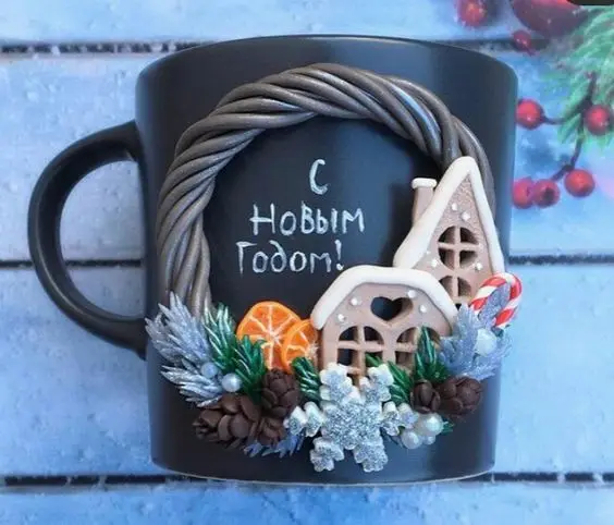 Christmas Decorations Polymer Clay Ceramic Coffee Mugs 3D Mug
