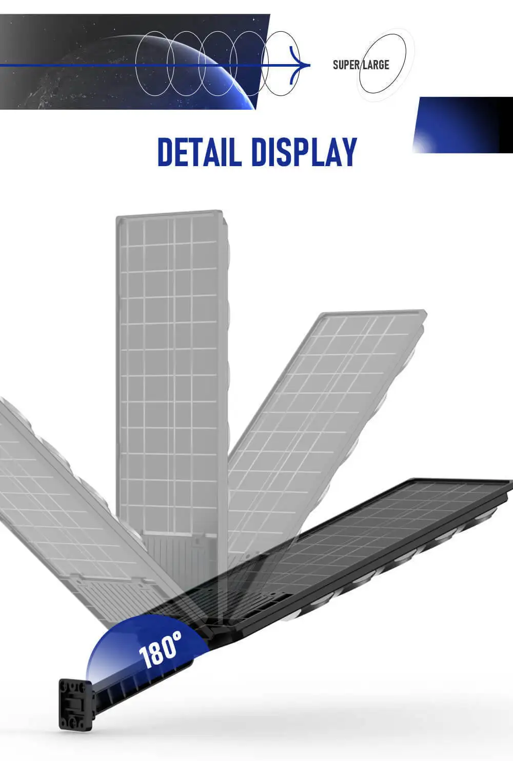Solar Powered Strong Light Street Lamp for Outdoor Courtyard Lighting