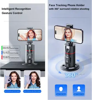 Gesture Control Smart Camera Mount Shooting Holder Auto Tracking Phone Holder With Remote Face Tracking Tripod 360 Rotation product image