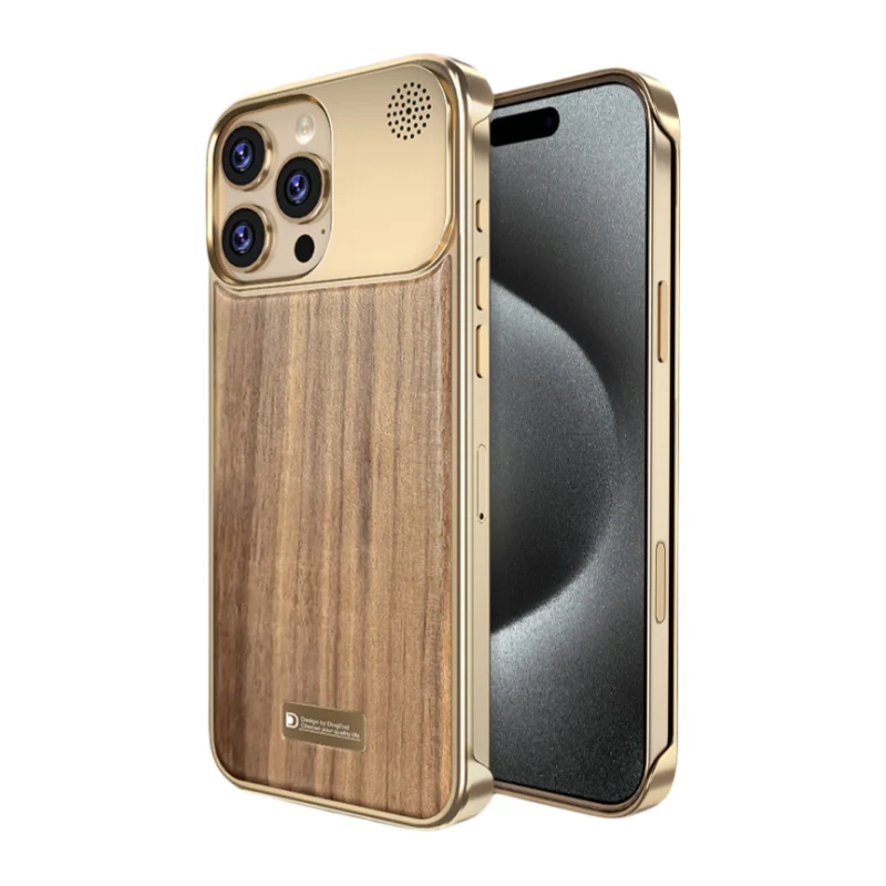 Luxury Frameless Walnut Magnetic Mobile Phone Cases for iPhone 16 15 14 13 Pro Max With Aromatherapy Hard PC Shockproof Cover
