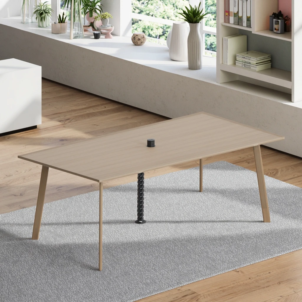 Contemporary Wood Foldable Convertible Conference Table with Clamp-Finished Legs for Office Meeting Rooms 4