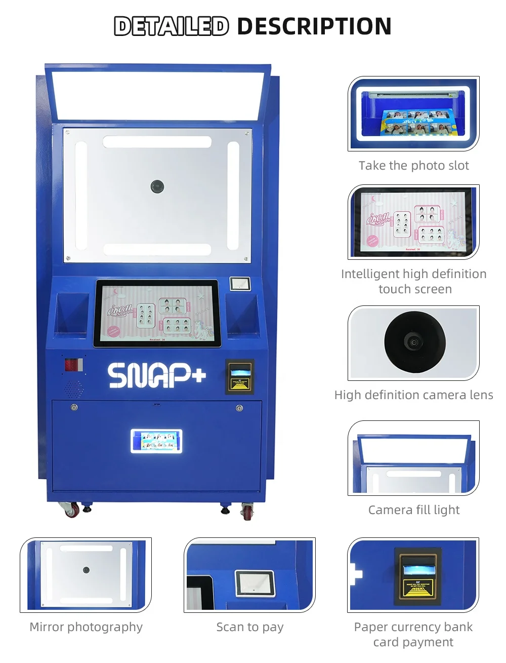 JLJ Professional Photo Booth Customized Photobooth Machine Self Service Coin Operated Photo Booth Photo Booth with Printer