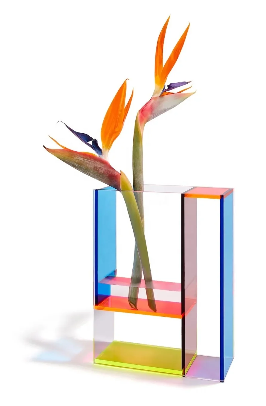 Custom Modern Clear Rectangular Acrylic Flower Display Box Elegant Desktop Storage Party Accessory Durable Perspex Factory