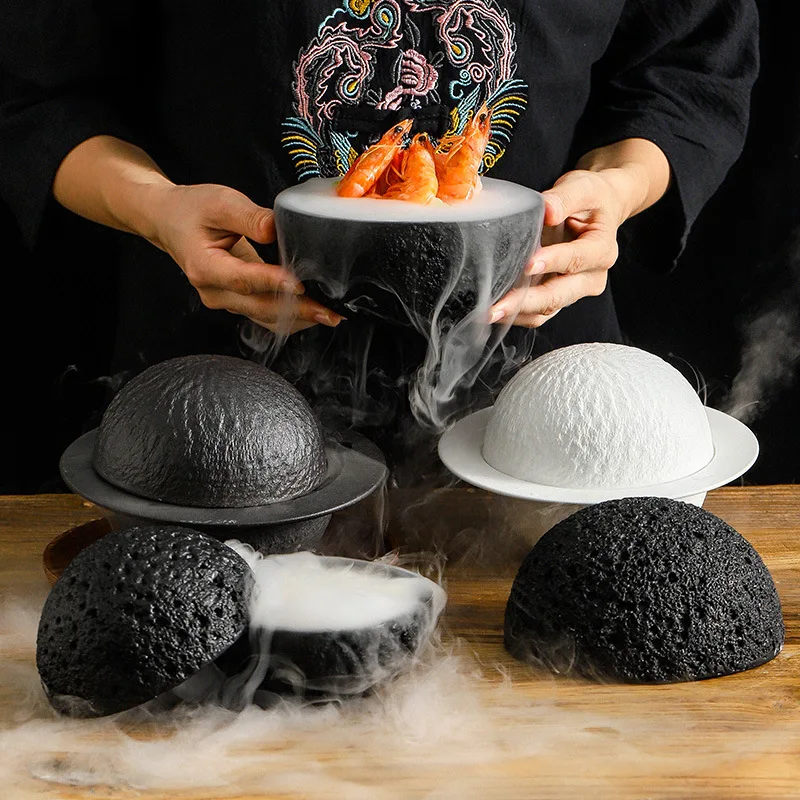 Ausgefallene interstellare runde Kugel schale 400ml matte Keramik weiße und schwarze Schalen Molecular Gastronomy Dinner Teller für Restaurant| Alibaba.com