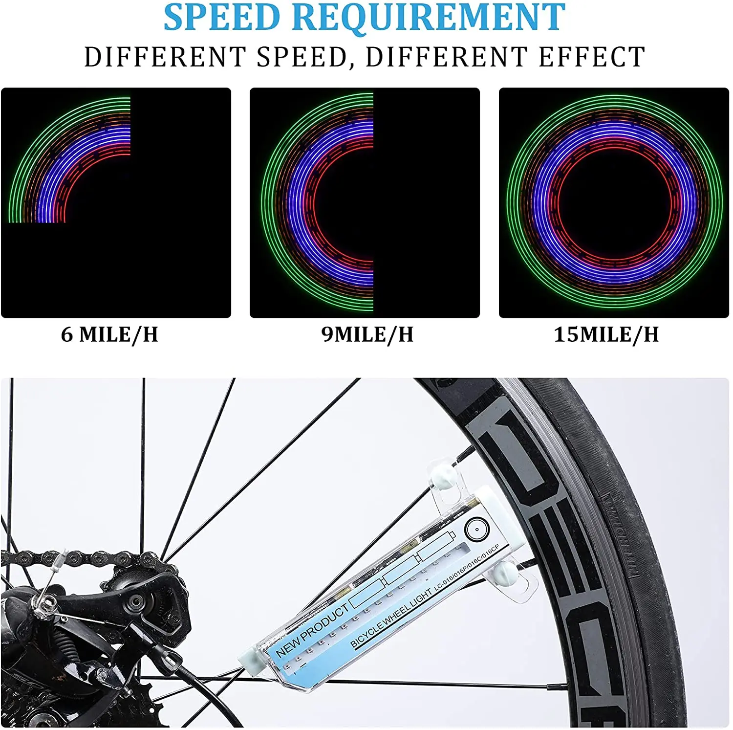 32 LED Patterns Bicycle Wheel Tire Spoke Light Cool Cycling Signal Rim Lights for MTB BMX Road Hybrid Bike