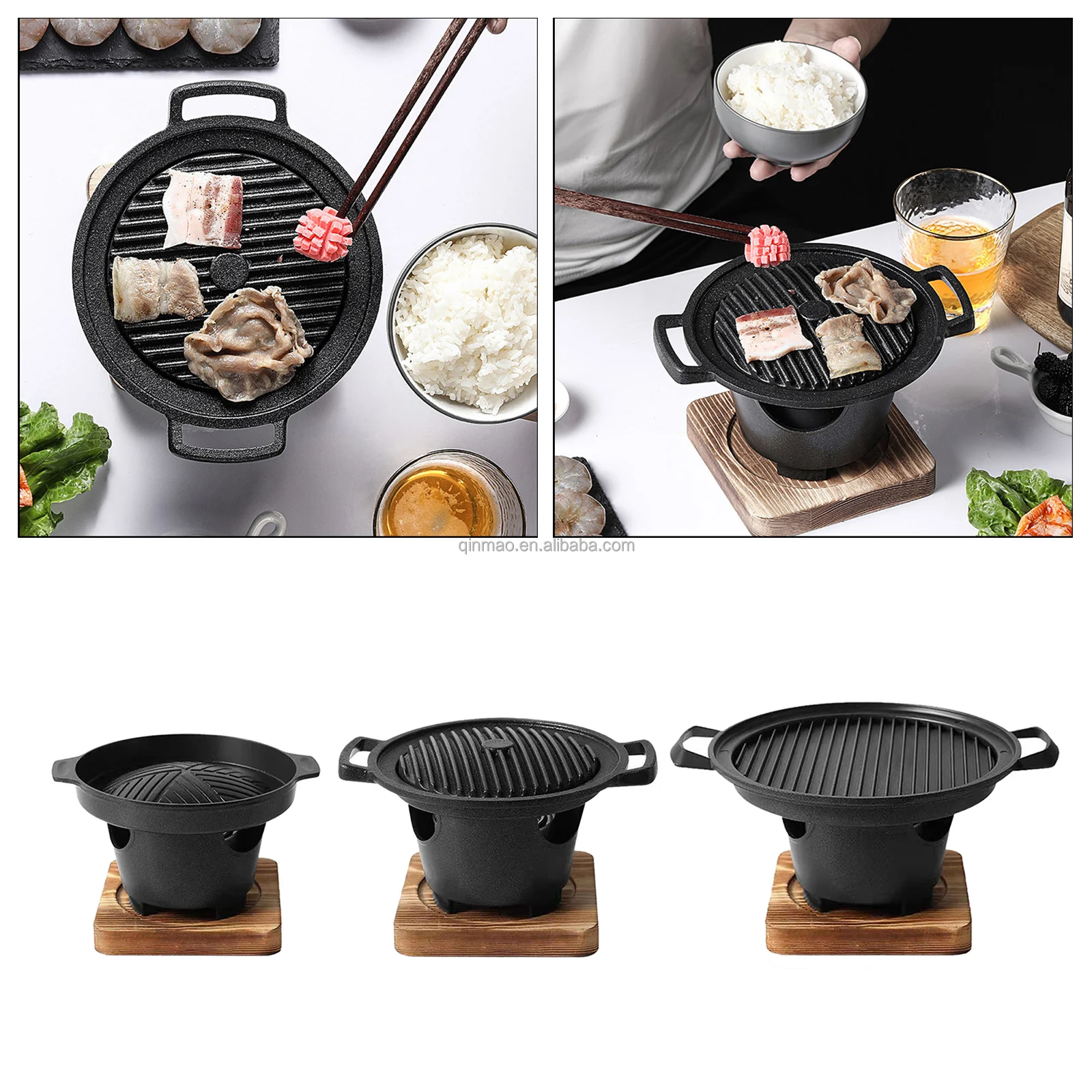 Mini Barbecue Oven Grill Japanese Smokeless Alcohol Stove Wooden