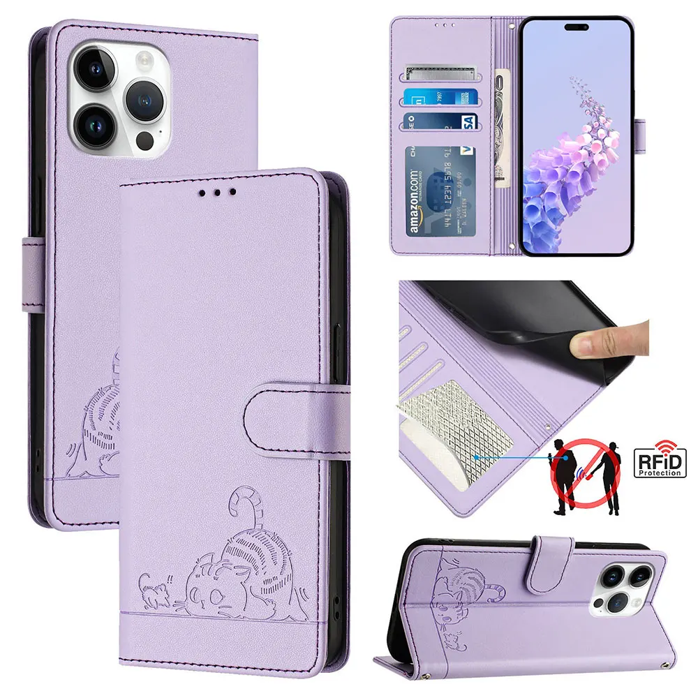 Leather Phone Case For Iphone 16 15 14 13 12 11 Plus Pro Max Lanyard Wallet Card Anti-Fingerprint Luxury Cover Sjk631 Laudtec