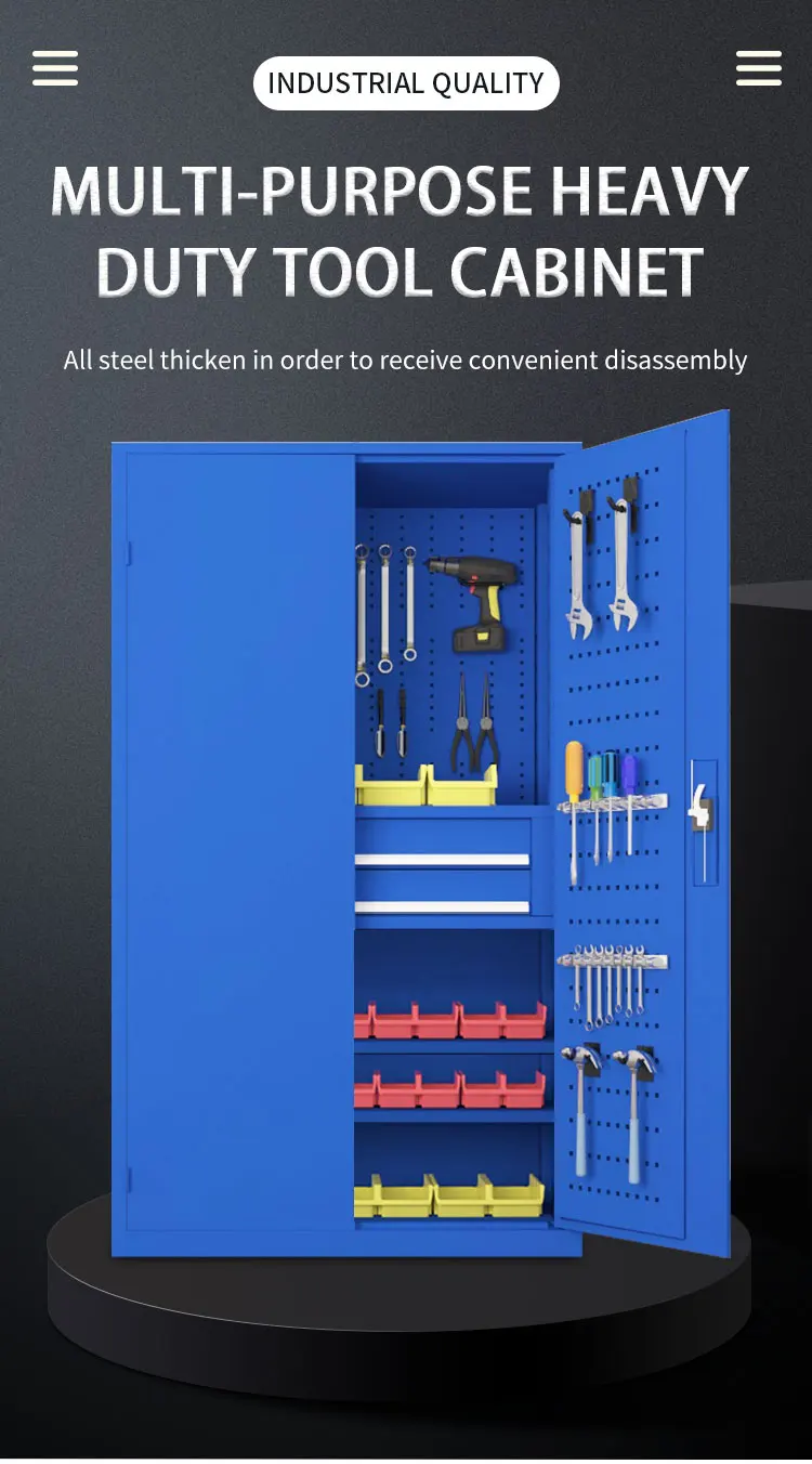 Heavy Duty Blue Garage Storage Cabinet Metal Workshop Tool Cabinet ...