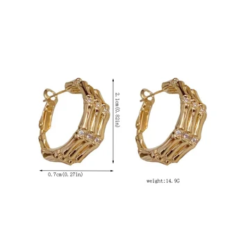 Wholesale Retro Trendy 14K Gold-Plated Brass Hoop Earrings Geometric Ear Rings for Women's Party Jewelry