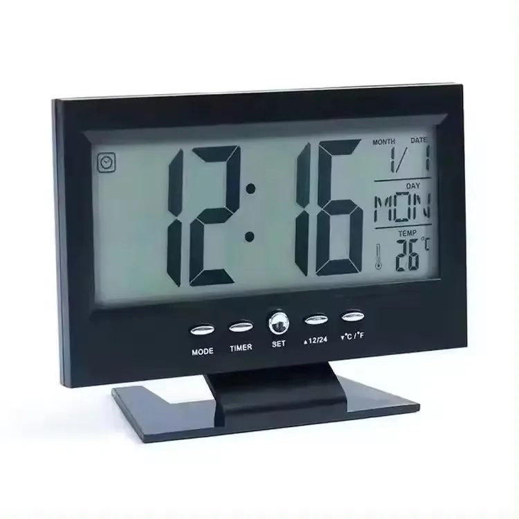 Good Selling Desktop Indoor Digital LCD Electronics Alarm Clock Snooze Calendar Temperature Display Clock