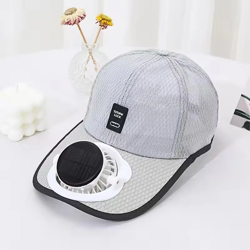 2027 XKENHEAT High Quality Durable Summer Breathable Waterproof Adjustable Sport Cap Solar-powered Charging Fan Baseball Caps