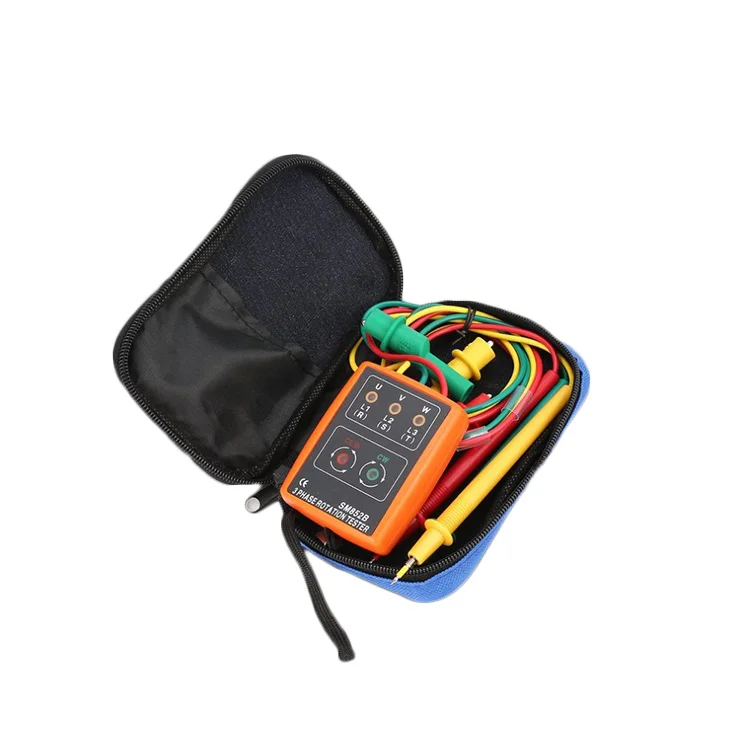New SM852B 3 Phase Rotation Tester Digital Phase Indicator Detector LED Buzzer Phase Sequence Meter Voltage Tester 60V~600V AC