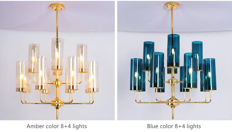 Modern Ceiling chandelier for living room Nordic blue glass blowing chandeliers pendant lights
