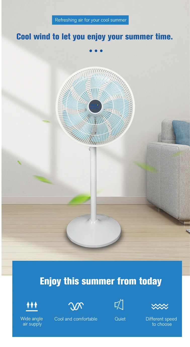 Adjustable height children pedestal stand fan ABS 9 blades modern portable electric fan with 14 inch grill