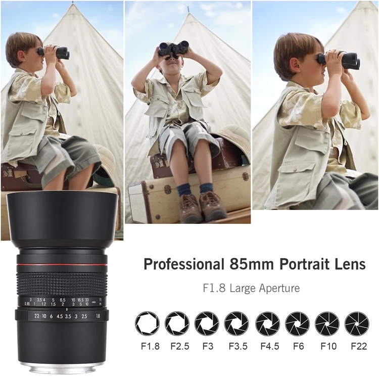 85mm F1.8 Telephoto Camera Lens Large Aperture Full Frame Portrait Cameras Lens Manual Focus For Sony E-Mount Cameras